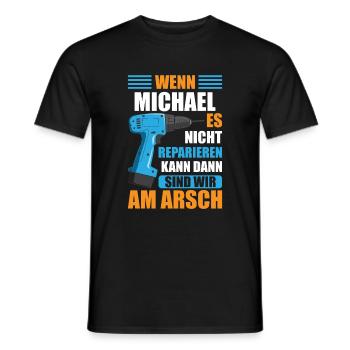 Michael Vorname Name Geburtstag Reparieren - Männer T-Shirt - Schwarz - Vorne - AI Model Male 178 light (178cm)