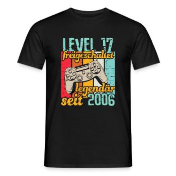 Level 17 freigeschaltet legendär seit 2006 - Männer T-Shirt - Schwarz - Vorne - AI Model Male 178 light (178cm)