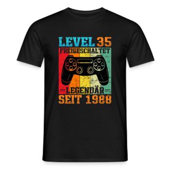 Gaming Geburtstag 1988 Level 35 - Männer T-Shirt - Schwarz - Vorne - AI Model Male 178 light (178cm)
