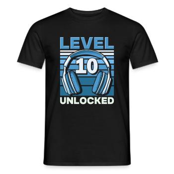 Niveau 10 Jeu débloqué Jeu d’anniversaire Gamer - T-shirt homme - noir - Devant - AI Model Male 178 light (178cm)