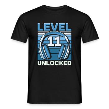 Niveau 11 Jeu d’anniversaire de jeu débloqué - T-shirt homme - noir - Devant - AI Model Male 178 light (178cm)