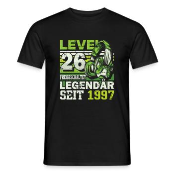 Level 26 freigeschaltet legendär seit 1997 - Männer T-Shirt - Schwarz - Vorne - AI Model Male 178 light (178cm)