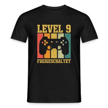 Level 9 freigeschaltet - Männer T-Shirt - Schwarz - Vorne - AI Model Male 178 light (178cm)