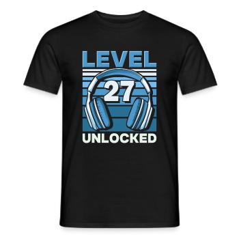 Niveau 27 Jeu d’anniversaire débloqué - T-shirt homme - noir - Devant - AI Model Male 178 light (178cm)