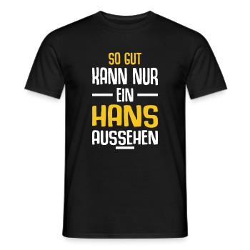 Hans Vorname Name Geburtstag - Männer T-Shirt - Schwarz - Vorne - AI Model Male 178 light (178cm)