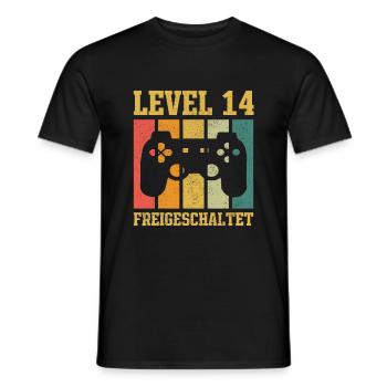 Level 14 freigeschaltet - Männer T-Shirt - Schwarz - Vorne - AI Model Male 178 light (178cm)
