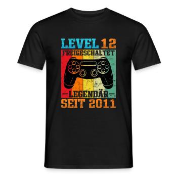 Gaming Geburtstag 2011 Level 12 - Männer T-Shirt - Schwarz - Vorne - AI Model Male 178 light (178cm)