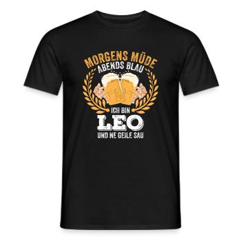 Leo Vorname Name Geburtstag Bier saufen - Männer T-Shirt - Schwarz - Vorne - AI Model Male 178 light (178cm)