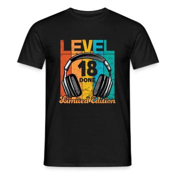 Gaming Birthday 18 Years Level 18 Complete - Men's T-Shirt - black - Front - AI Model Male 178 light (178cm)