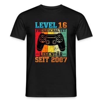 Gaming Geburtstag 2007 Level 16 - Männer T-Shirt - Schwarz - Vorne - AI Model Male 178 light (178cm)