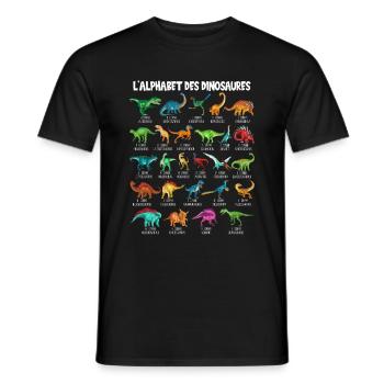 Mein Dinosaurier Alphabet Kinder Arten Dino A-Z - Männer T-Shirt - Schwarz - Vorne - AI Model Male 178 light (178cm)