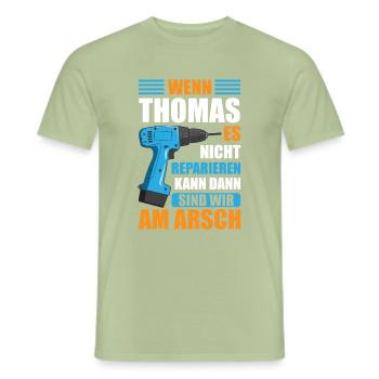 Thomas Vorname Name Geburtstag Reparieren - Männer T-Shirt - Sage - Vorne - AI Model Male 178 light (178cm)