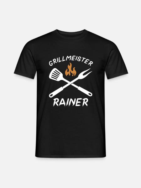 Grillmeister Rainer - Männer T-Shirt - Schwarz