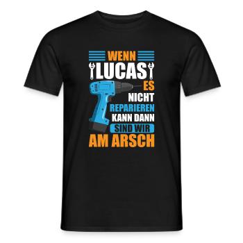 Lucas Vorname Name Geburtstag Reparieren - Männer T-Shirt - Schwarz - Vorne - AI Model Male 178 light (178cm)