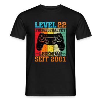Gaming Geburtstag 2001 Level 22 - Männer T-Shirt - Schwarz - Vorne - AI Model Male 178 light (178cm)