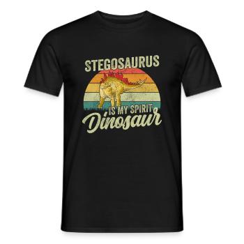 Stegosaurus Dinosaur Children Dino Gift - Men's T-Shirt - black - Front - AI Model Male 178 light (178cm)