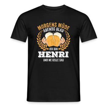 Henri Vorname Name Geburtstag Bier saufen - Männer T-Shirt - Schwarz - Vorne - AI Model Male 178 light (178cm)