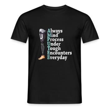Leg surgery wheelchair lost leg - Men's T-Shirt - black - Front - AI Model Male 178 light (178cm)