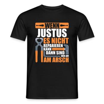 Vorname Justus Name Geburtstag Geschenk - Männer T-Shirt - Schwarz - Vorne - AI Model Male 178 light (178cm)