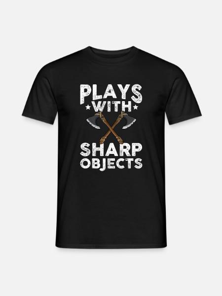 Axt Werfen - Männer T-Shirt - Schwarz