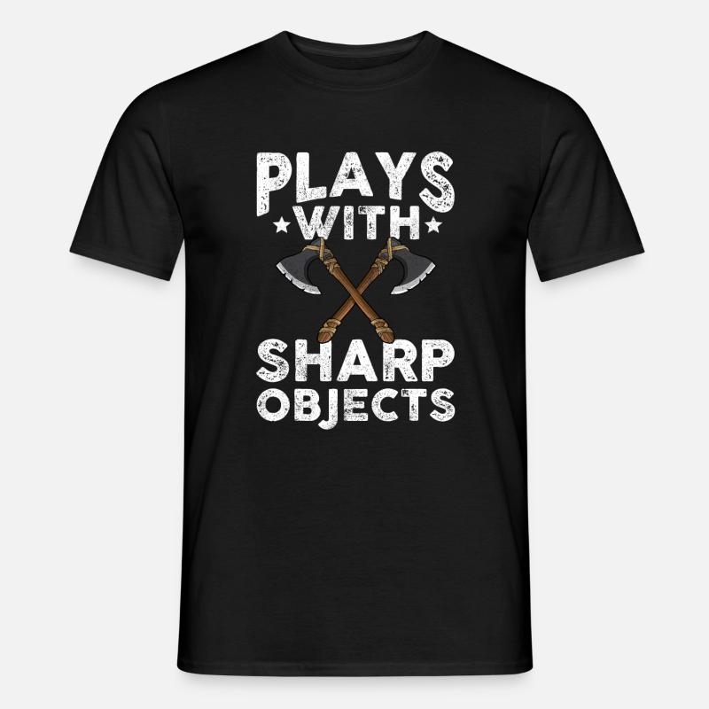 Axt Werfen - Männer T-Shirt - Schwarz