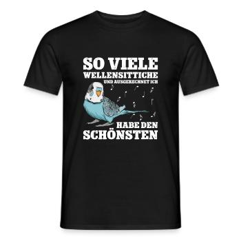 Wellensittich Nymphensittich Papagei Vogelkäfig - Männer T-Shirt - Schwarz - Vorne - AI Model Male 178 light (178cm)