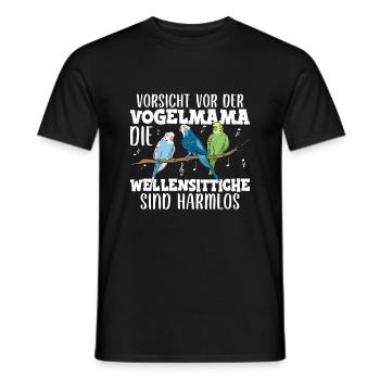 Wellensittich Nymphensittich Papagei Vogelkäfig - Männer T-Shirt - Schwarz - Vorne - AI Model Male 178 light (178cm)