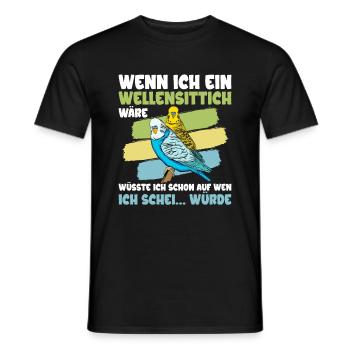 Wellensittich Nymphensittich Papagei Vogelkäfig - Männer T-Shirt - Schwarz - Vorne - AI Model Male 178 light (178cm)
