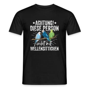 Wellensittich Nymphensittich Papagei Vogelkäfig - Männer T-Shirt - Schwarz - Vorne - AI Model Male 178 light (178cm)