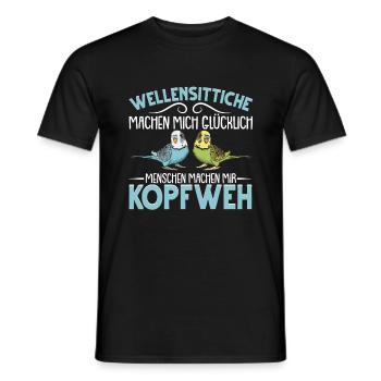 Wellensittich Vogel - Männer T-Shirt - Schwarz - Vorne - AI Model Male 178 light (178cm)