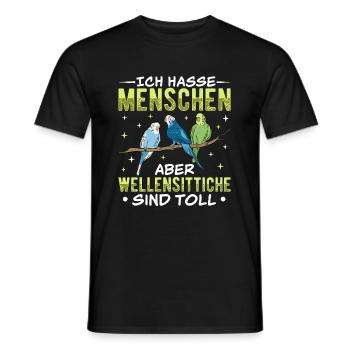 Wellensittich Vogel - Männer T-Shirt - Schwarz - Vorne - AI Model Male 178 light (178cm)