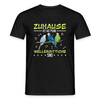 Wellensittich Nymphensittich Papagei Vogelkäfig - Männer T-Shirt - Schwarz - Vorne - AI Model Male 178 light (178cm)