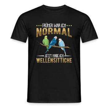 Wellensittich Nymphensittich Papagei Vogelkäfig - Männer T-Shirt - Schwarz - Vorne - AI Model Male 178 light (178cm)