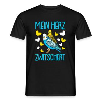 Wellensittich Nymphensittich Papagei Vogelkäfig - Männer T-Shirt - Schwarz - Vorne - AI Model Male 178 light (178cm)