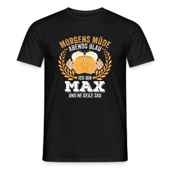 Max Vorname Name Geburtstag Bier saufen - Männer T-Shirt - Schwarz - Vorne - AI Model Male 178 light (178cm)