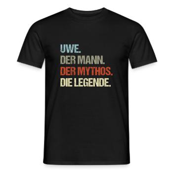 Uwe der Mann der Mythos die Legende - Männer T-Shirt - Schwarz - Vorne - AI Model Male 178 light (178cm)