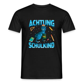 Achtung Schulkind 1. Klasse Dinosaurier Tyranno - Männer T-Shirt - Schwarz - Vorne - AI Model Male 178 light (178cm)