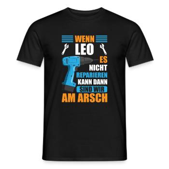 Leo Vorname Name Geburtstag Reparieren - Männer T-Shirt - Schwarz - Vorne - AI Model Male 178 light (178cm)