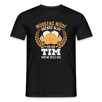 Tim Vorname Name Geburtstag Bier saufen - Männer T-Shirt - Schwarz - Vorne - AI Model Male 178 light (178cm)