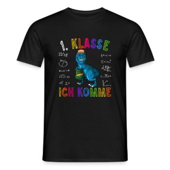 1. Klasse ich komme Grundschule Einschulung Dino - Männer T-Shirt - Schwarz - Vorne - AI Model Male 178 light (178cm)