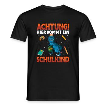 Achtung hier kommt ein Schulkind Einschulung Dino - Männer T-Shirt - Schwarz - Vorne - AI Model Male 178 light (178cm)