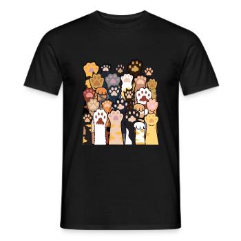 Pattes de chat Dessins amoureux des chats avec chat - T-shirt homme - noir - Devant - AI Model Male 178 light (178cm)