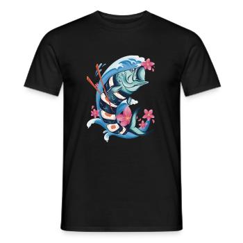 Sushi Fish Art japonais Kawaii Nigiri Anime Food - T-shirt homme - noir - Devant - AI Model Male 178 light (178cm)