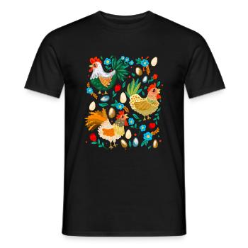 Poulets heureux colorés Amateurs de poulet Elevage de poulets - T-shirt homme - noir - Devant - AI Model Male 178 light (178cm)