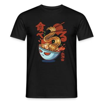 Ramen noodle soups in anime and manga style - Men's T-Shirt - black - Front - AI Model Male 178 light (178cm)