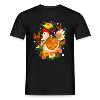 Mother chicken hatches eggs from chicken farming - Men's T-Shirt - black - Front - AI Model Male 178 light (178cm)
