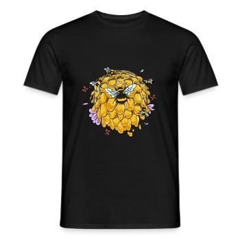 Cute bee honey beekeeper bumblebee hive honeycomb - Men's T-Shirt - black - Front - AI Model Male 178 light (178cm)