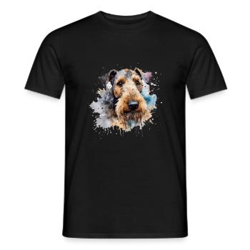 Airedale Terrier - Männer T-Shirt - Schwarz - Vorne - AI Model Male 178 light (178cm)