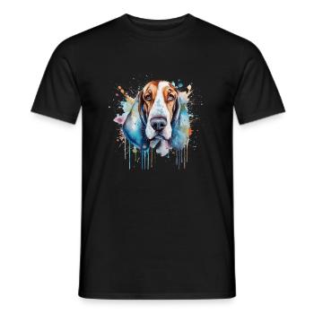 Basset Hound - T-shirt homme - noir - Devant - AI Model Male 178 light (178cm)