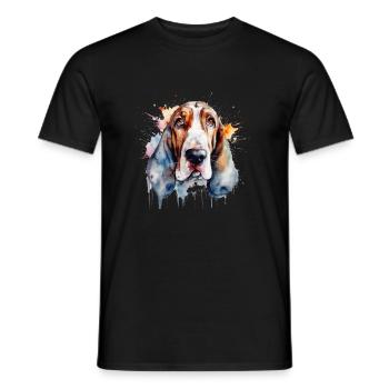 Basset Hound - Men's T-Shirt - black - Front - AI Model Male 178 light (178cm)